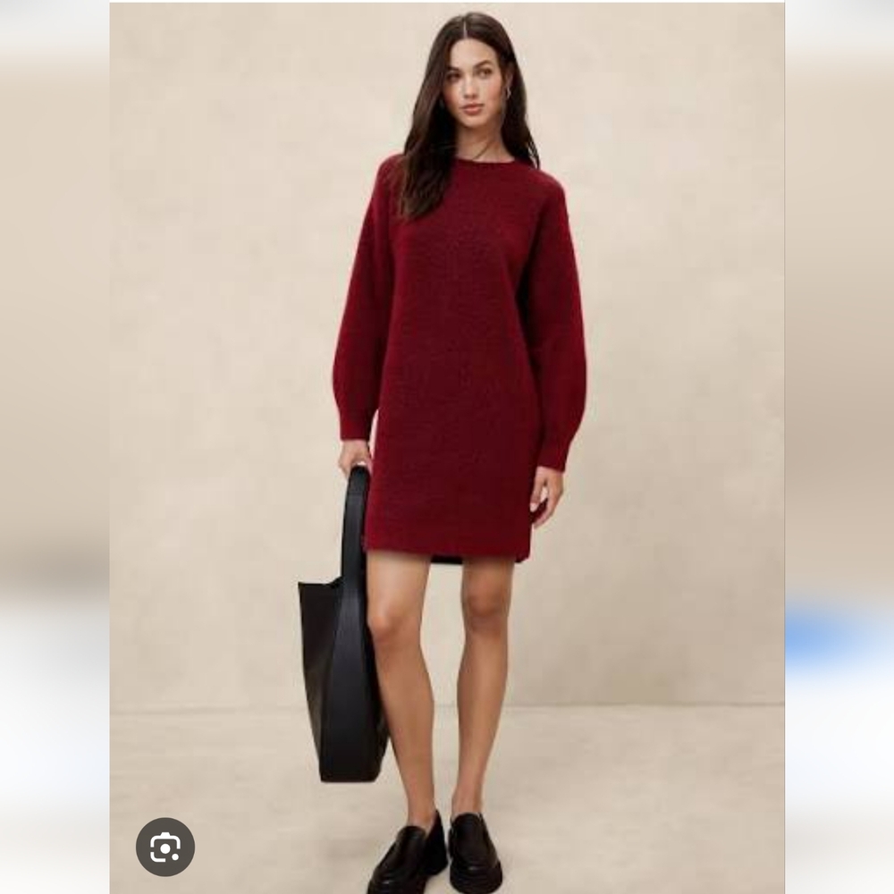 Banana Republic Factory Women's Burgundy Long Sleeve Dress Cozy Mini NWT